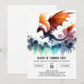 強大なドラゴンの誕生日デジタル 招待状 (正面/裏面)
