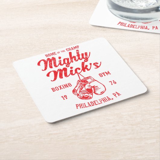 強大なミックのボクシングの体育館のヴィンテージのPhillyのコースター スクエアペーパーコースター (アングル)