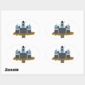 強大な城 楕円形シール (シート)