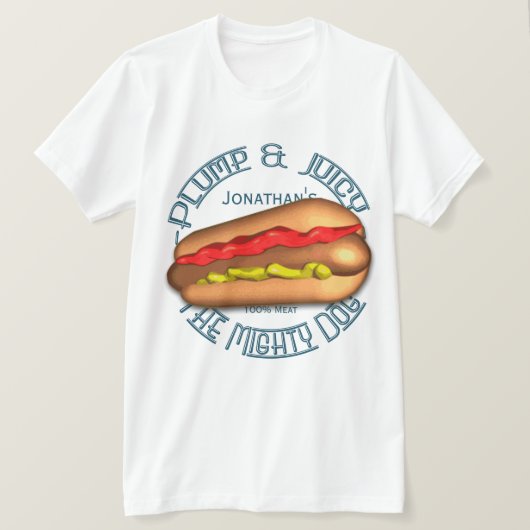 強大な犬のホットドッグ Tシャツ (デザイン正面)