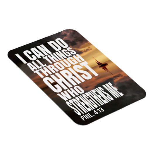 強大になるキリストを通して、私は全ての事を行うことができます マグネット (右側)