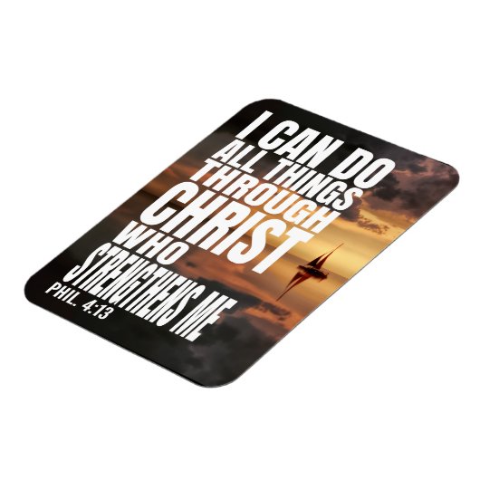 強大になるキリストを通して、私は全ての事を行うことができます マグネット (左側)