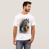 強威厳のある力ホース走ズワイルド美しい Tシャツ (正面フル)