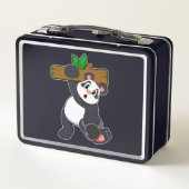 強度トレーニングで木材を使用したパンダ メタルランチボックス (裏面)