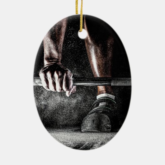 強度フィットネス重量挙げバーベルジム セラミックオーナメント (裏面)