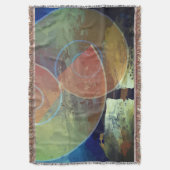 「強度」オレンジ、ブルー&イエローアートブランケット スローブランケット (正面縦)