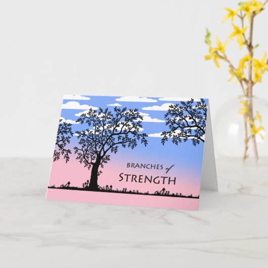 強度、勇気付けられる、癌の枝 カード (黄色い花)