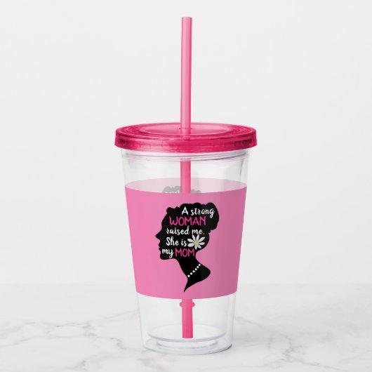 強感動的い女性ピンクのお母さんの日 アクリルタンブラー (正面)