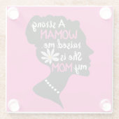 強感動的い女性ピンクのお母さんの日 ガラスコースター (裏面)