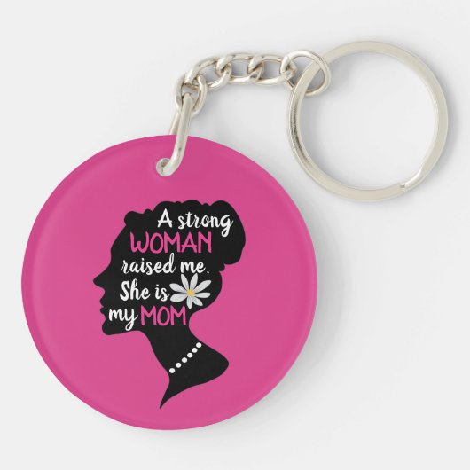 強感動的い女性ピンクのお母さんの日 キーホルダー (裏面)
