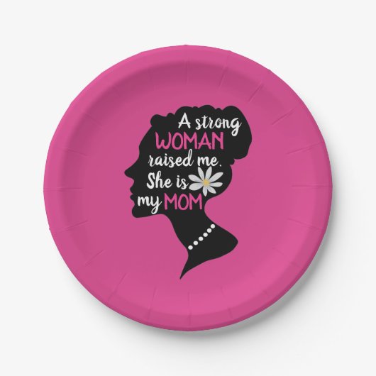 強感動的い女性ピンクのお母さんの日 ペーパープレート (正面)