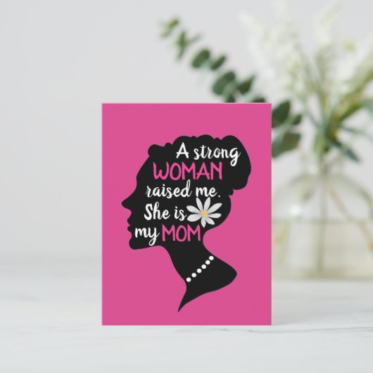強感動的い女性ピンクのお母さんの日 ポストカード (スタンド正面)