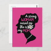 強感動的い女性ピンクのお母さんの日 ポストカード (正面/裏面)