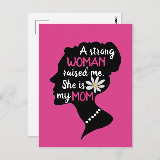 強感動的い女性ピンクのお母さんの日 ポストカード (正面/裏面)