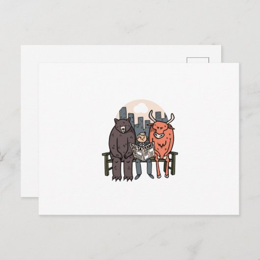 強気と弱気おもしろい- Crypto/Stock ポストカード (正面/裏面)