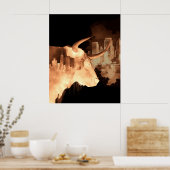 強気のブルストックマーケットニューヨークシティスカイライン ポスター (キッチン)