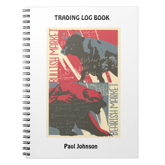 強気の弱気な株式市場のトレーディングログ帳 ノートブック (正面)