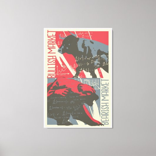 強気の弱気な株式市場キャンバスウォールアート キャンバスプリント (正面)