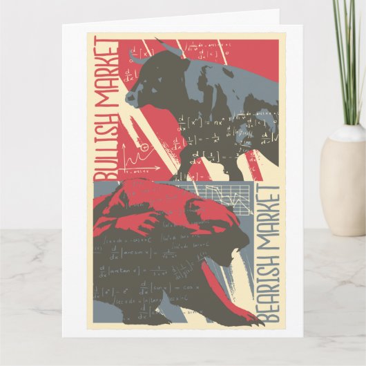 強気の弱気な株式市場グリーティングカード カード (正面)