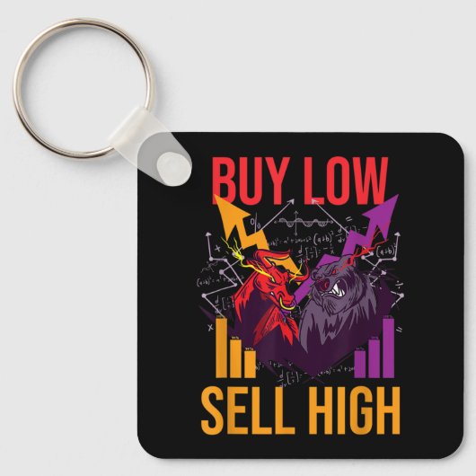 強気市場買の低売り高取引の株式市場 キーホルダー (正面)