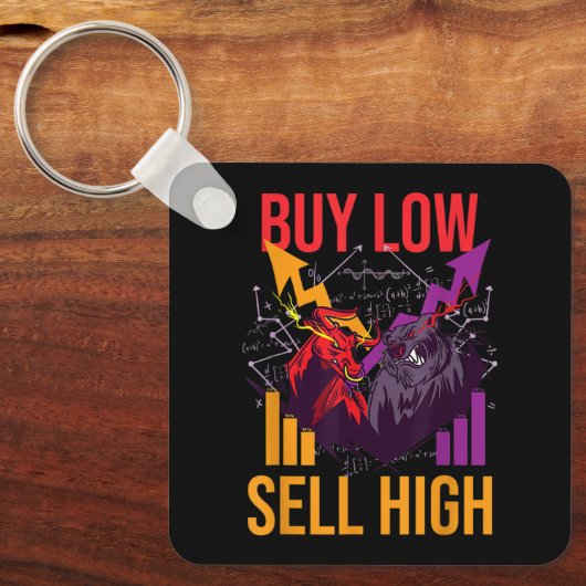 強気市場買の低売り高取引の株式市場 キーホルダー (正面)