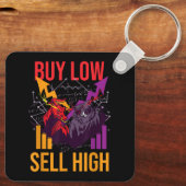 強気市場買の低売り高取引の株式市場 キーホルダー (裏面)