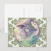 強烈で怖いパステルウィッチダマスクハロウィーン シーズンポストカード (正面/裏面)