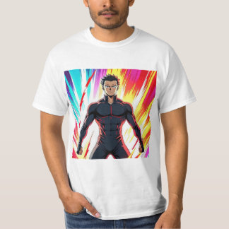強烈なアニメヒーローの変身 - ダイナミックなエネルギー Tシャツ