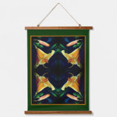 強烈なイエローリリーフラワー鏡抽象芸術 吊り下げ型タペストリー (正面)