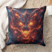 強烈なエネルギーを放つ炎のドラゴンヘッド クッション (ブランケット)