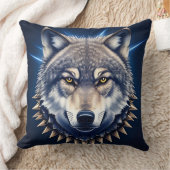 🐺 強烈なオオカミの頭部 デコレーション クッション (ブランケット)
