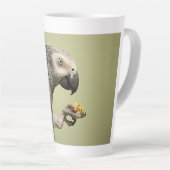 強烈なコンゴのアフリカの灰色のオウムのスナッキング カフェラテマグ (右アングル)