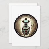 強烈なピエロが戸口を見つめている | 魚目 招待状 (正面/裏面)