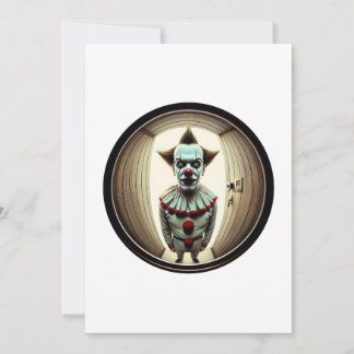 強烈なピエロが戸口を見つめている | 魚目 招待状