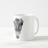 強烈なピットブルミックスモノクロポートレートマグカップ コーヒーマグカップ (正面右)