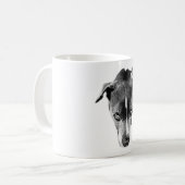 強烈なピットブルミックスモノクロポートレートマグカップ コーヒーマグカップ (正面左)