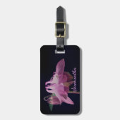 強烈なピンクのオダマキ(植物)のパーソナライズされた花 ラゲッジタグ (正面縦)