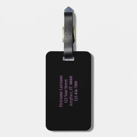 強烈なピンクのオダマキ（植物）のパーソナライズされた花 ラゲッジタグ (裏面縦)