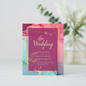 強烈なピンクターコイズ結婚金ゴールドのアルコールインク (スタンド正面)