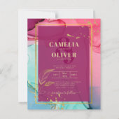 強烈なピンクターコイズ結婚金ゴールドのアルコールインク (正面)