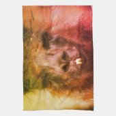 強烈なブラックラマ顔クローズアップ抽象芸術 キッチンタオル (縦)