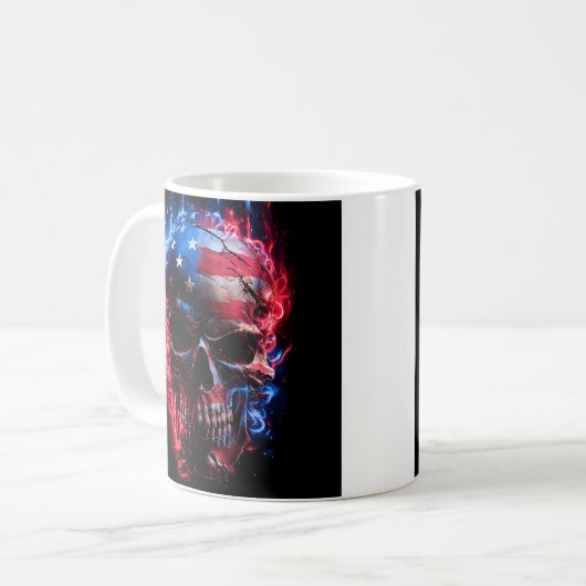 強烈な影の愛国的なスカルマグ コーヒーマグカップ (正面左)