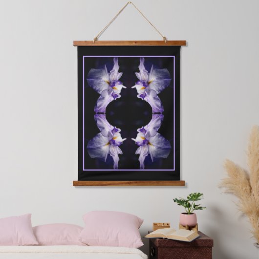 強烈な日本のアイリスフラワークローズアップ抽象芸術 吊り下げ型タペストリー (寝室)