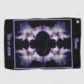 強烈な日本の虹彩花の抽象芸術パーソナライズされた ゴルフタオル (横)