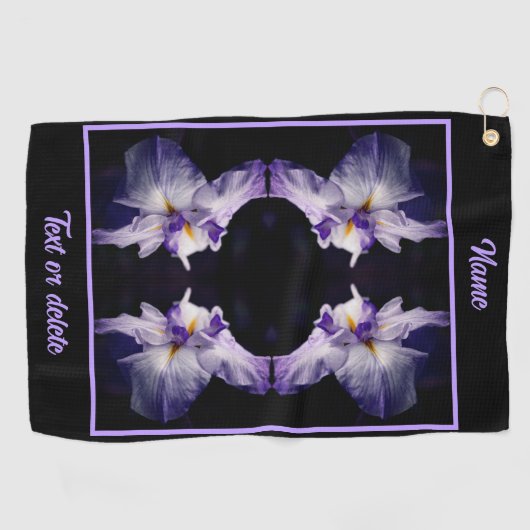 強烈な日本の虹彩花の抽象芸術パーソナライズされた ゴルフタオル (横)