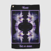 強烈な日本の虹彩花の抽象芸術パーソナライズされた ゴルフタオル (正面)