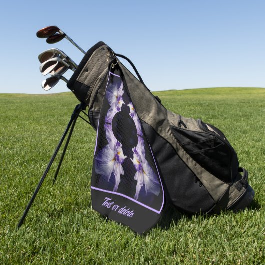 強烈な日本の虹彩花の抽象芸術パーソナライズされた ゴルフタオル (グリーン)