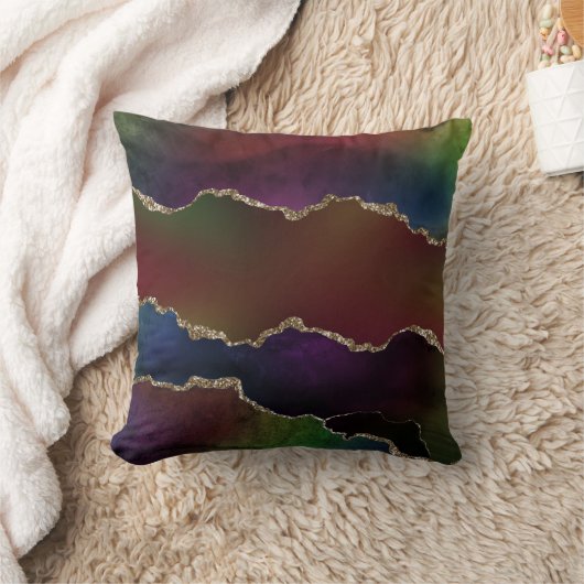 強烈な暗灰岩 | ムーディレインボージュエルトーン クッション (ブランケット)