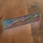 強烈な暗灰岩 | ムーディレインボージュエルトーン デスクネームプレート (側面)