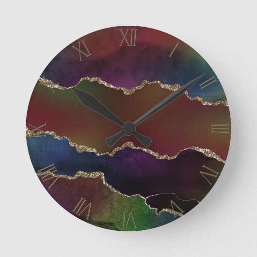 強烈な暗灰岩 | ムーディレインボージュエルトーン ラウンド壁時計 (正面)